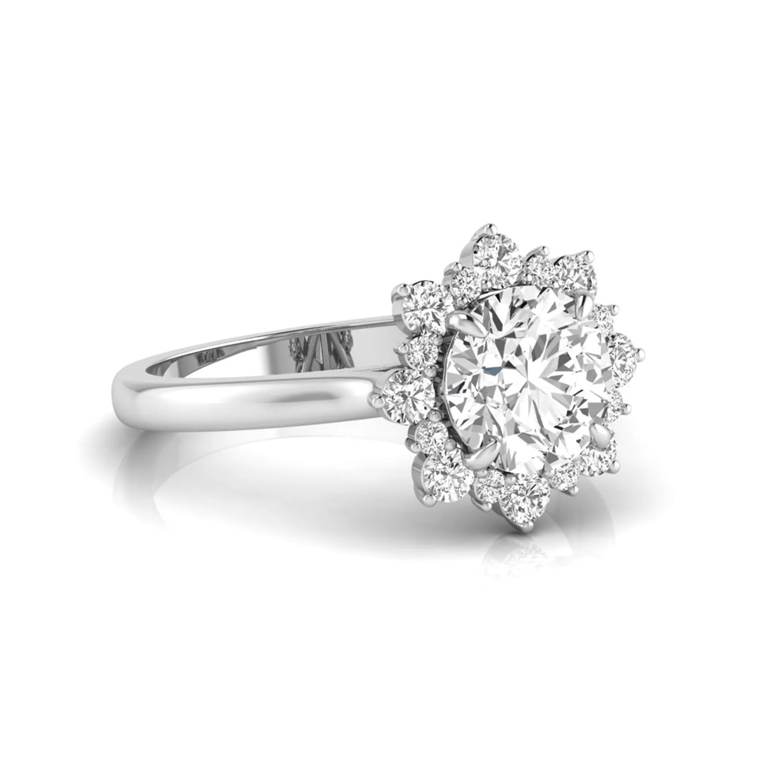 OctaPearl 2.5 ct Round Halo Lab Grown Diamond Floral Engagement Ring