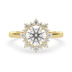 OctaPearl 2.5 ct Round Halo Lab Grown Diamond Floral Engagement Ring