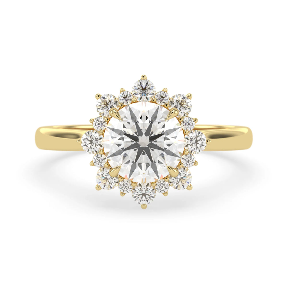 OctaPearl 2.5 ct Round Halo Lab Grown Diamond Floral Engagement Ring