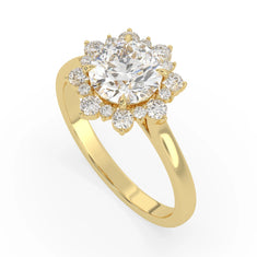 OctaPearl 2.5 ct Round Halo Lab Grown Diamond Floral Engagement Ring - alternate view