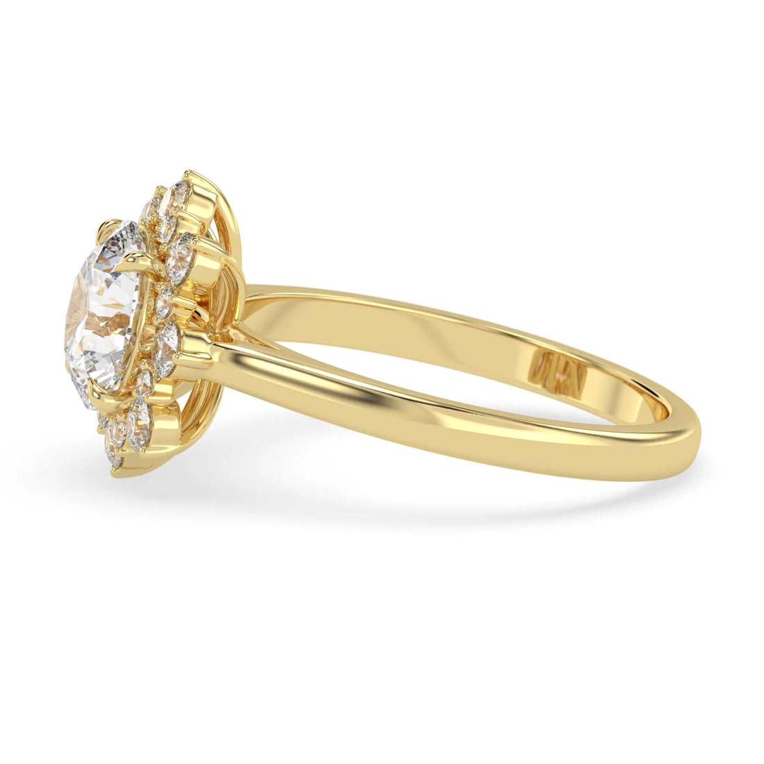 OctaPearl 2.5 ct Round Halo Lab Grown Diamond Floral Engagement Ring