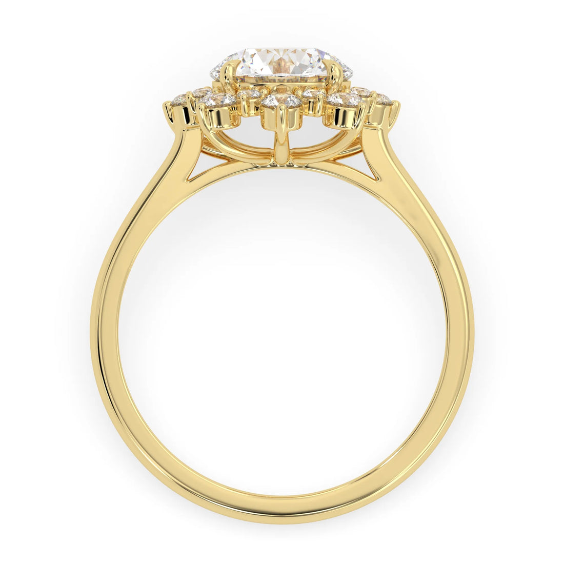 OctaPearl 2.5 ct Round Halo Lab Grown Diamond Floral Engagement Ring