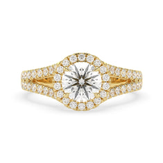 OctaPearl 1.5 ct Round Halo Lab Grown Diamond Split Shank Pave Engagement Ring