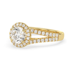 OctaPearl 1.5 ct Round Halo Lab Grown Diamond Split Shank Pave Engagement Ring - alternate view