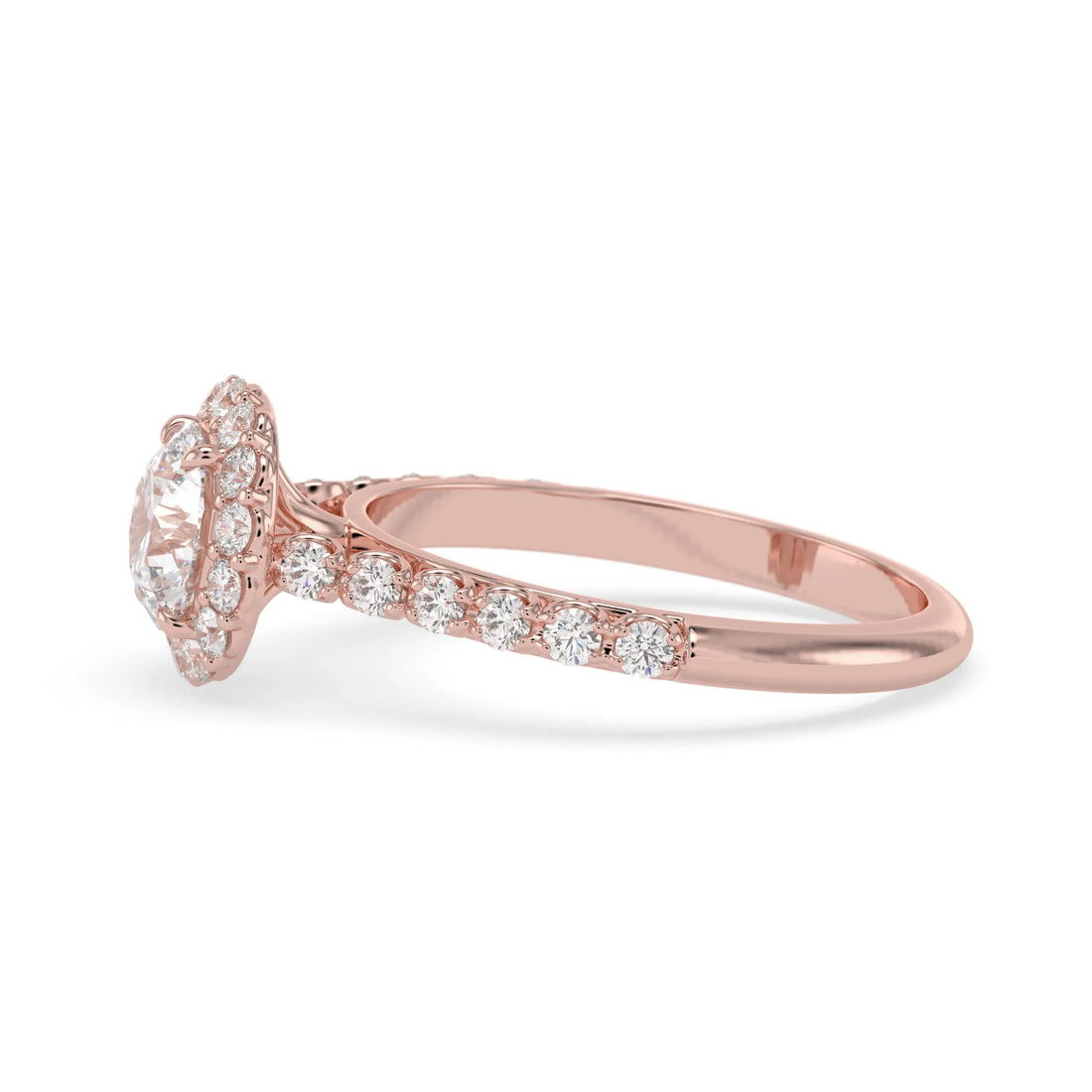 OctaPearl 1 ct Round Halo Lab Grown Diamond Pave Engagement Ring
