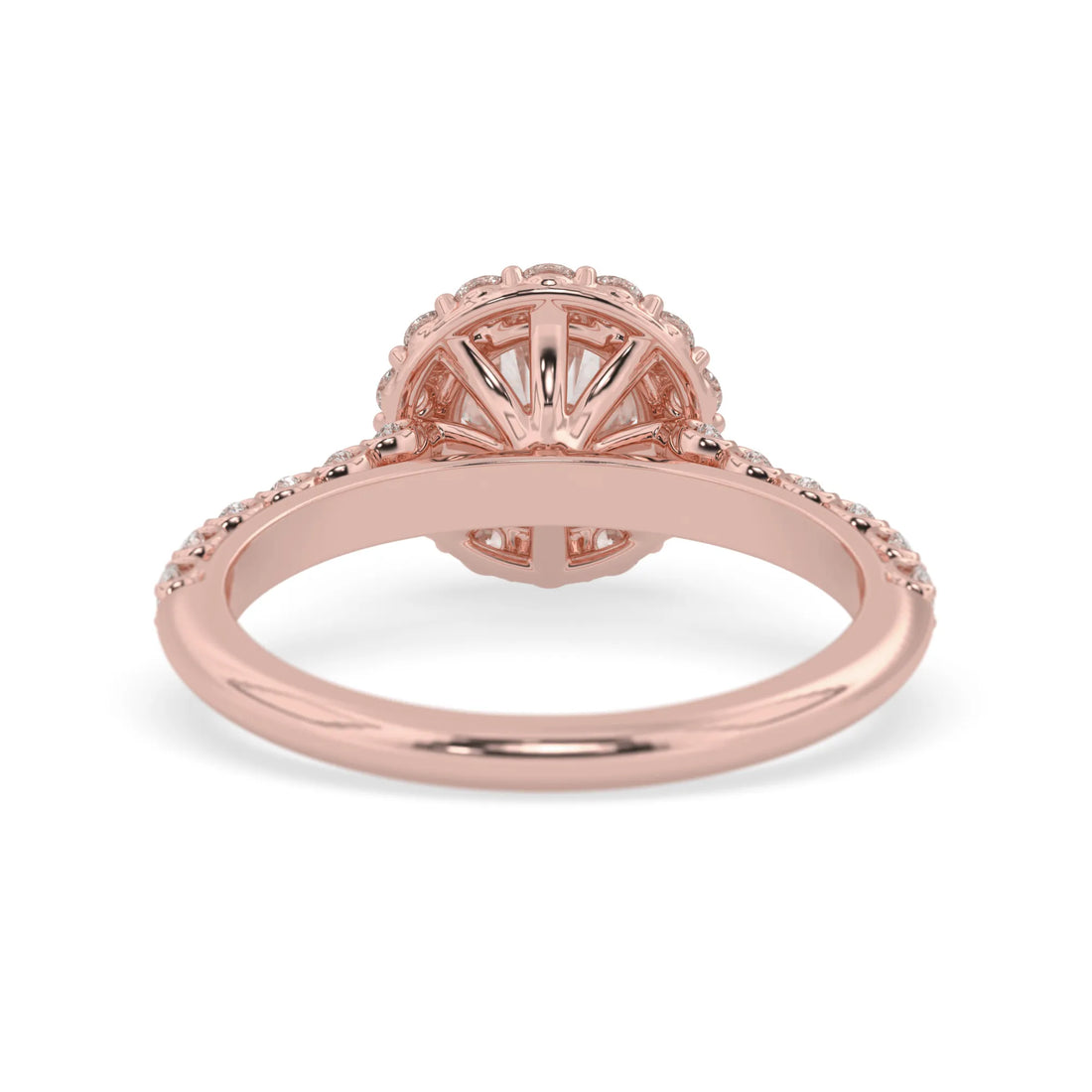 OctaPearl 1 ct Round Halo Lab Grown Diamond Pave Engagement Ring