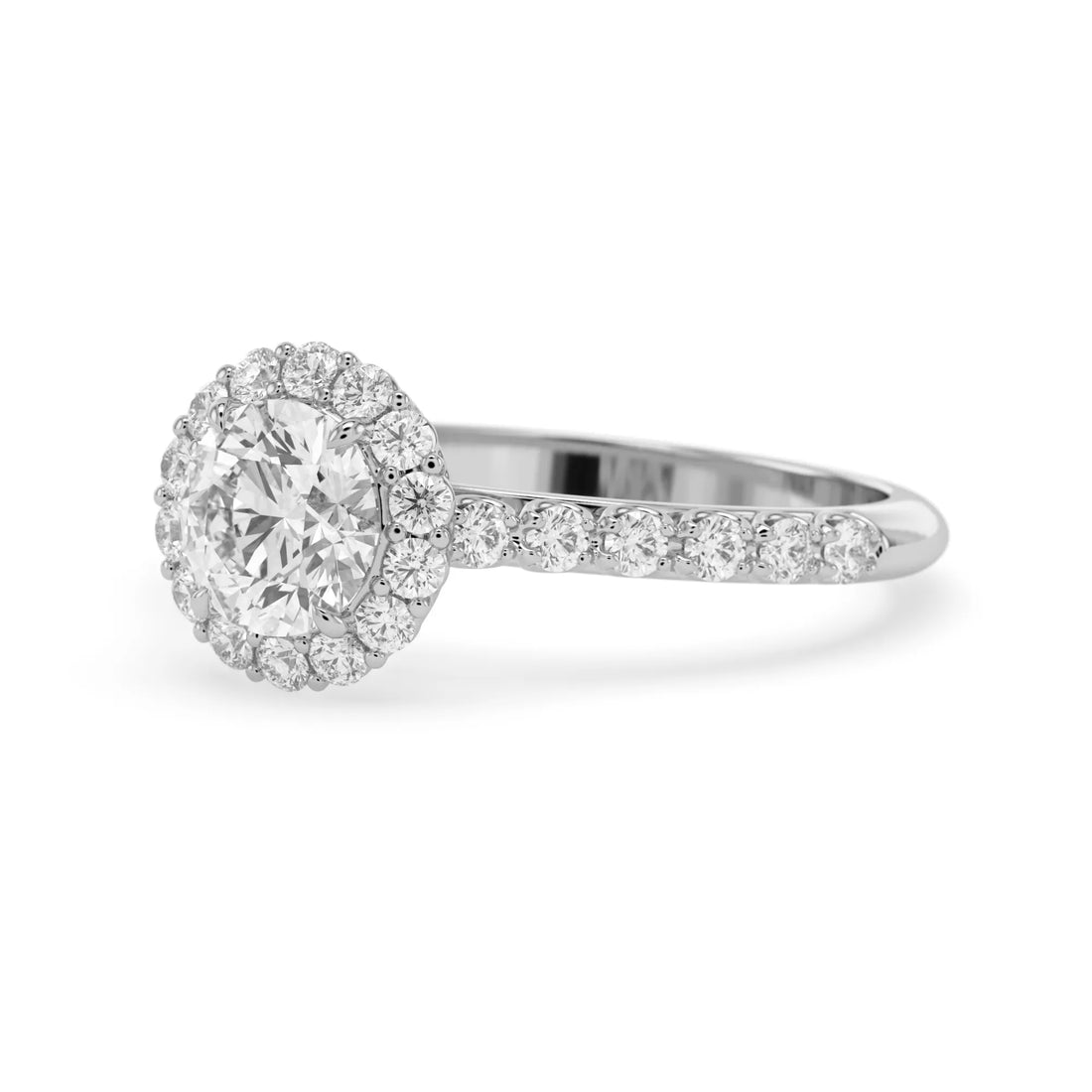 OctaPearl 1 ct Round Halo Lab Grown Diamond Pave Engagement Ring
