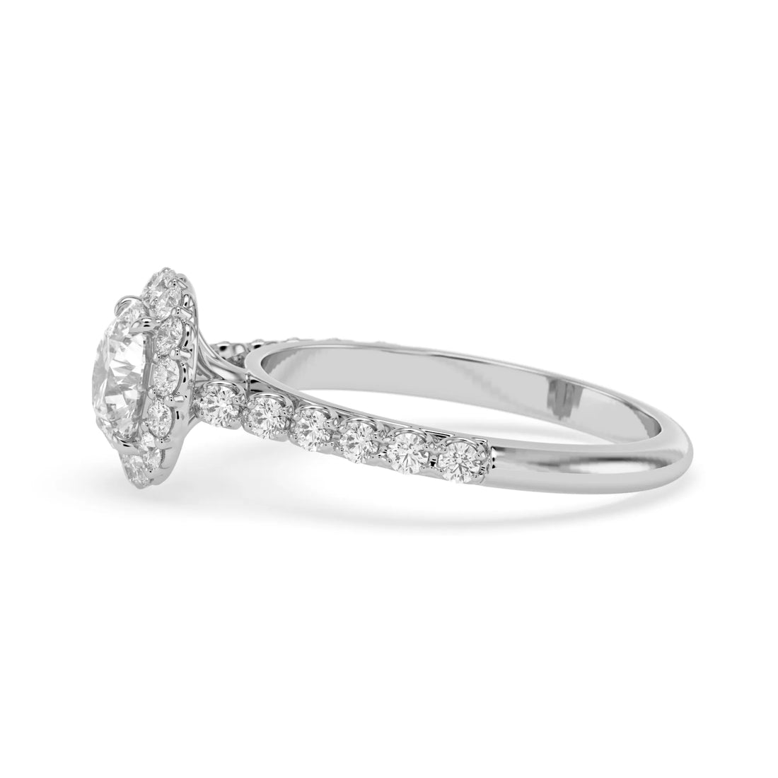 OctaPearl 1 ct Round Halo Lab Grown Diamond Pave Engagement Ring