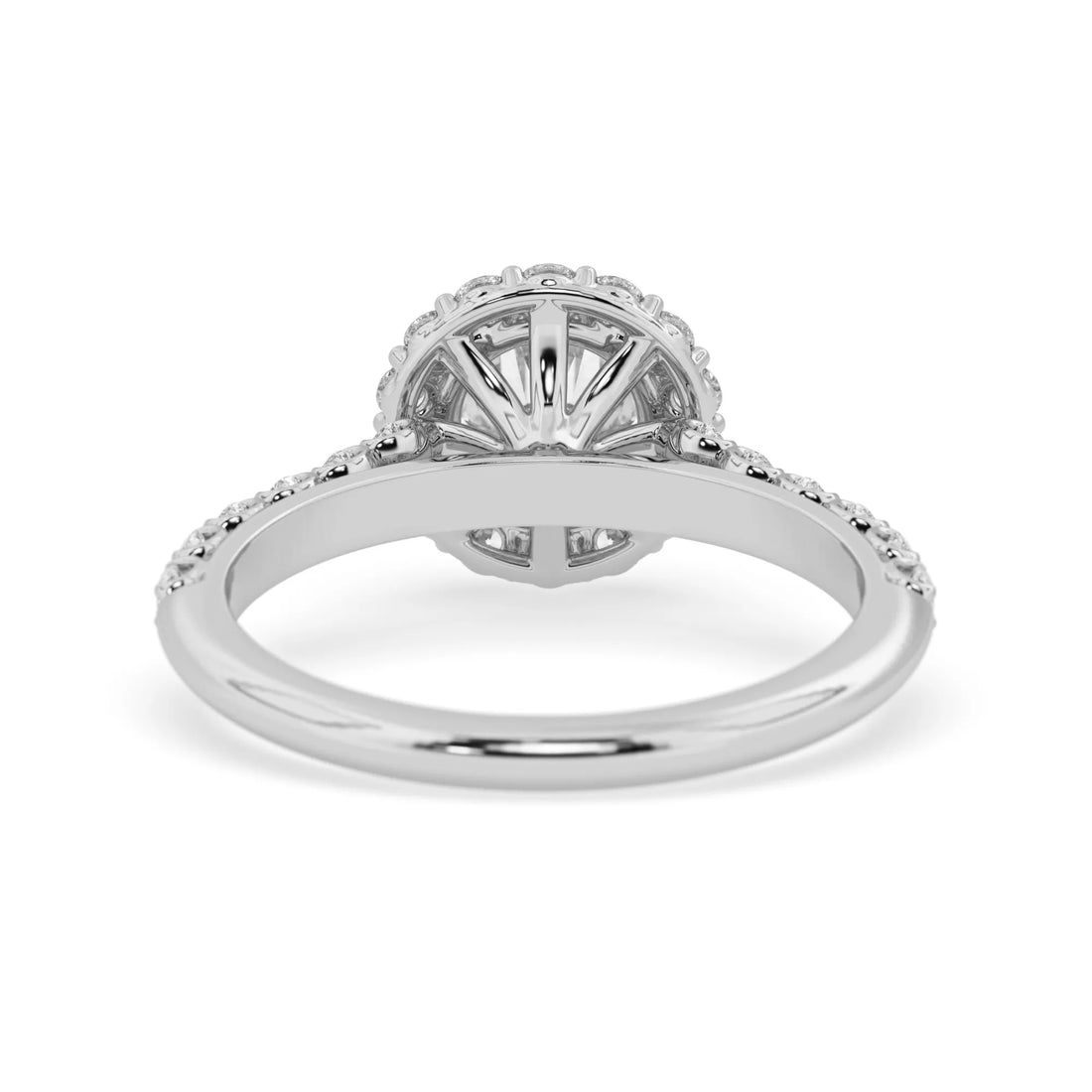 OctaPearl 1 ct Round Halo Lab Grown Diamond Pave Engagement Ring
