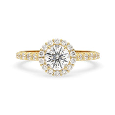 OctaPearl 1 ct Round Halo Lab Grown Diamond Pave Engagement Ring