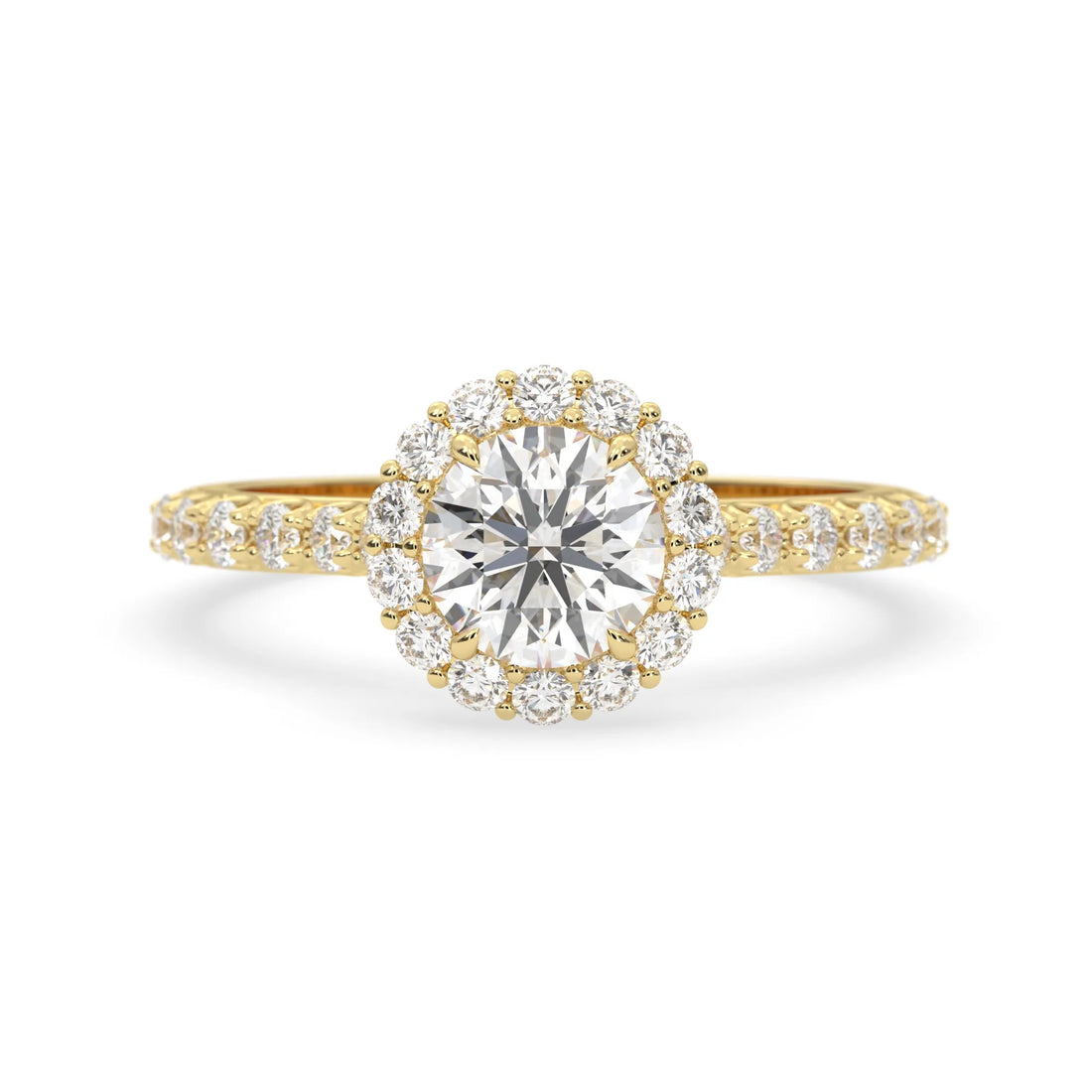 OctaPearl 1 ct Round Halo Lab Grown Diamond Pave Engagement Ring
