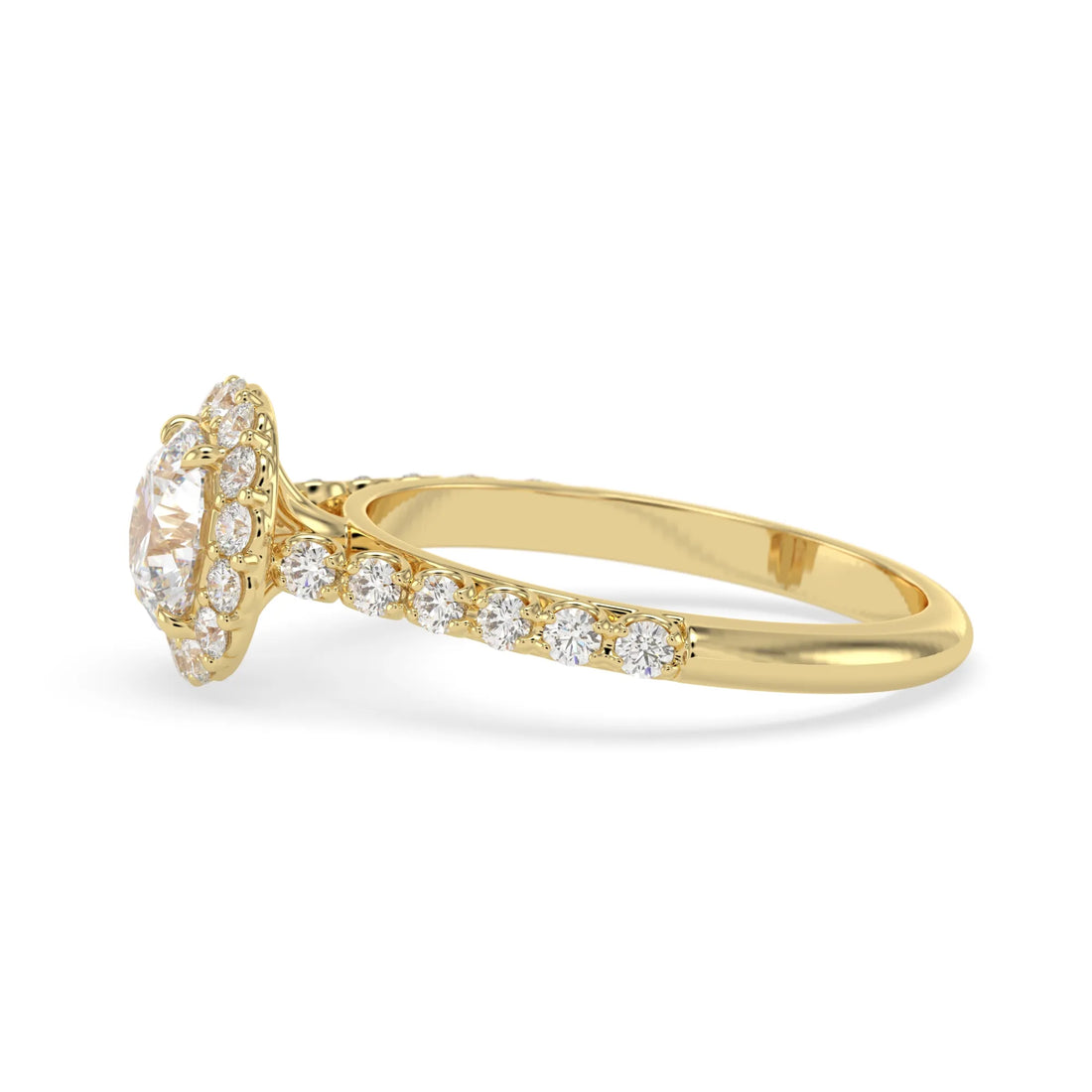 OctaPearl 1 ct Round Halo Lab Grown Diamond Pave Engagement Ring