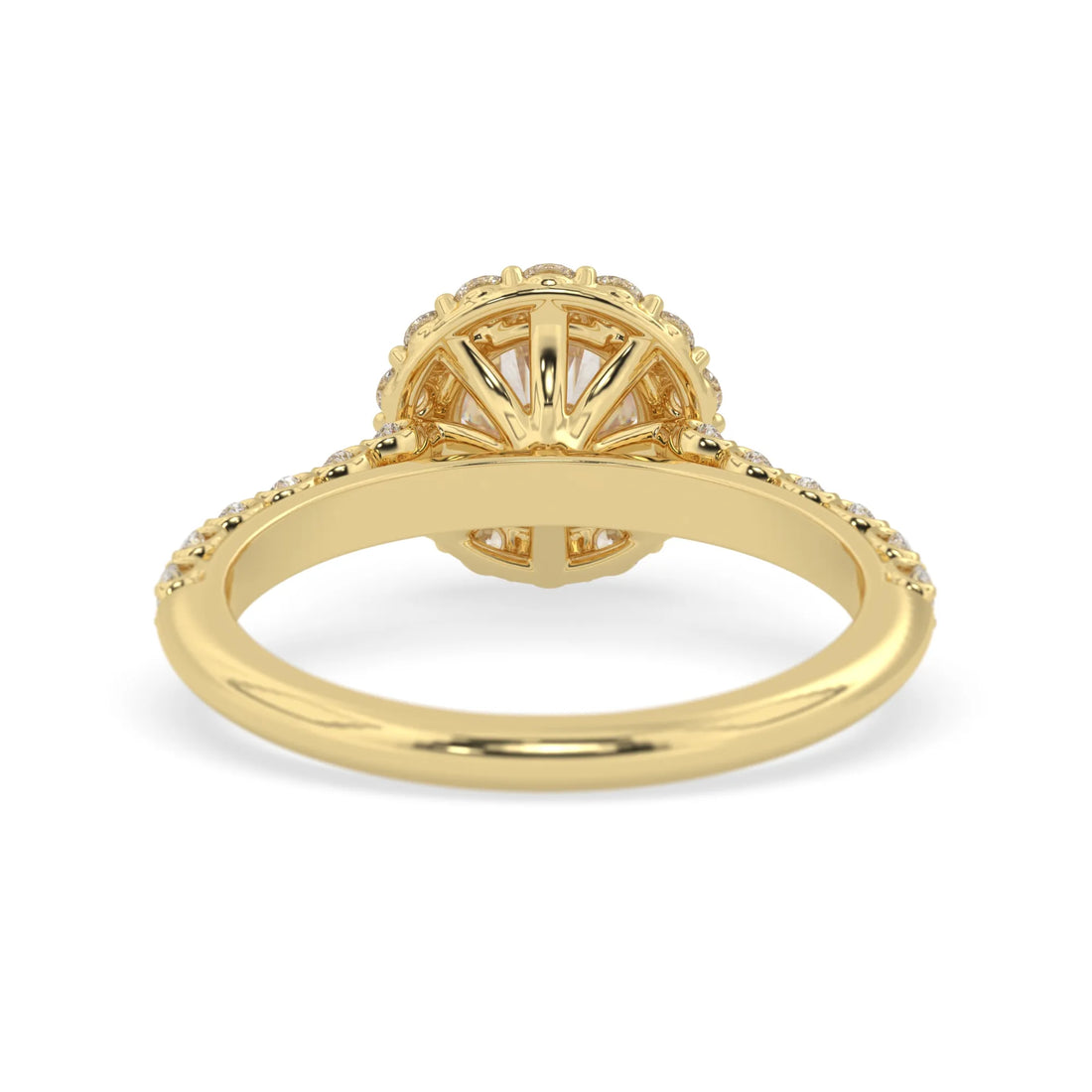 OctaPearl 1 ct Round Halo Lab Grown Diamond Pave Engagement Ring