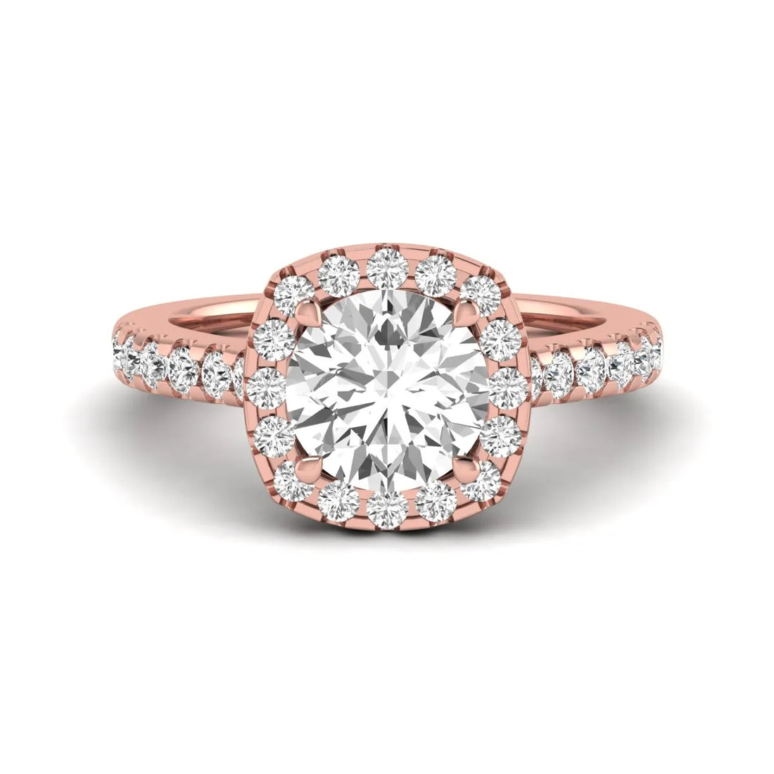 OctaPearl 2 ct Round Halo Prong Set Lab Grown Diamond Engagement Ring
