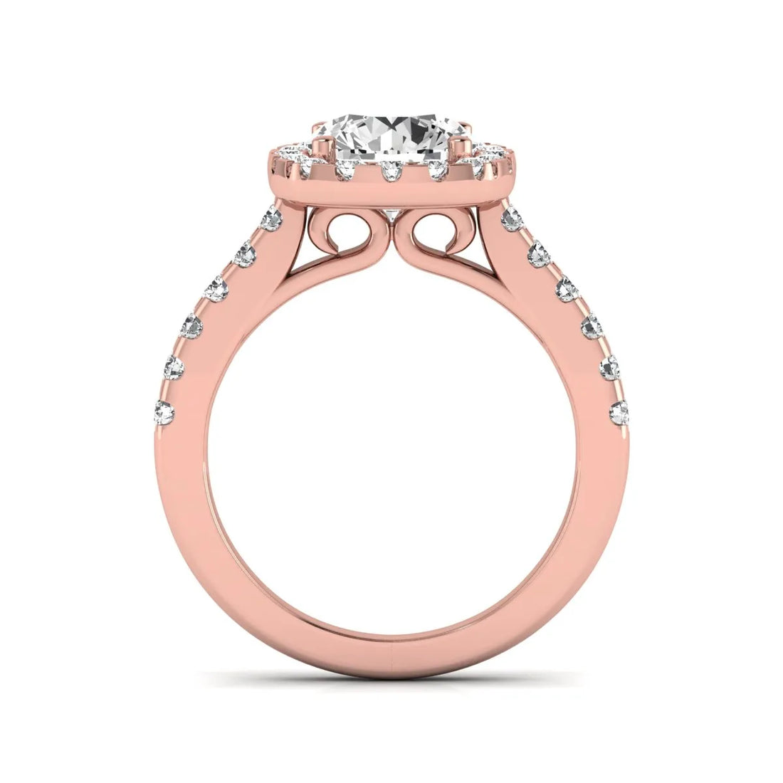 OctaPearl 2 ct Round Halo Prong Set Lab Grown Diamond Engagement Ring