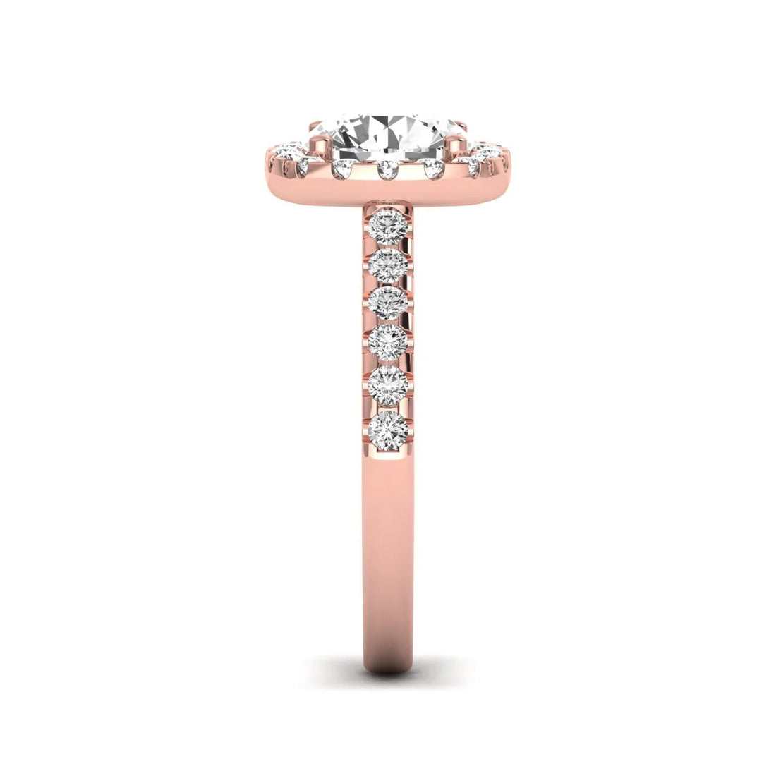 OctaPearl 2 ct Round Halo Prong Set Lab Grown Diamond Engagement Ring