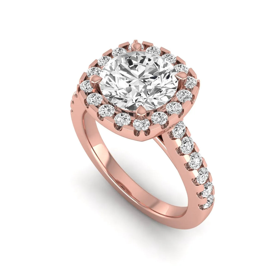 OctaPearl 2 ct Round Halo Prong Set Lab Grown Diamond Engagement Ring
