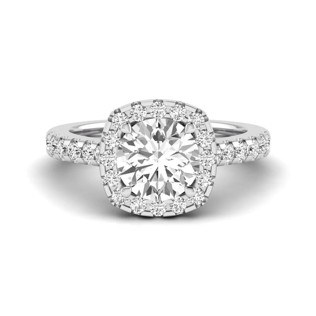 OctaPearl 2 ct Round Halo Prong Set Lab Grown Diamond Engagement Ring