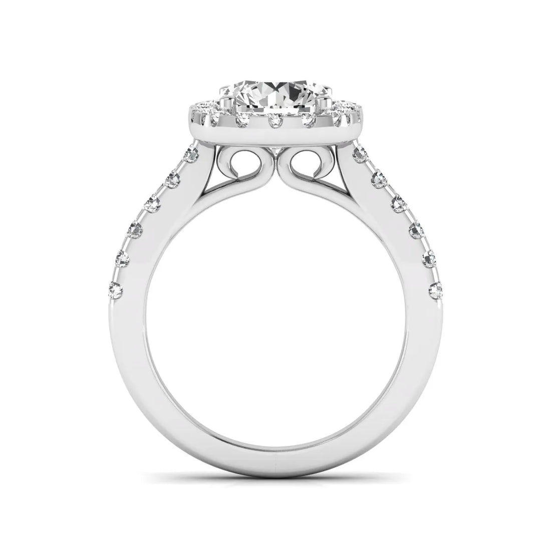 OctaPearl 2 ct Round Halo Prong Set Lab Grown Diamond Engagement Ring