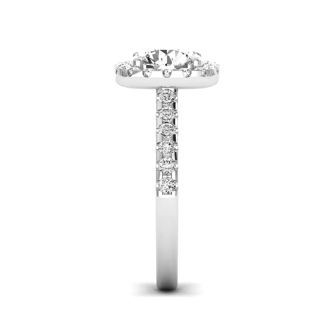 OctaPearl 2 ct Round Halo Prong Set Lab Grown Diamond Engagement Ring