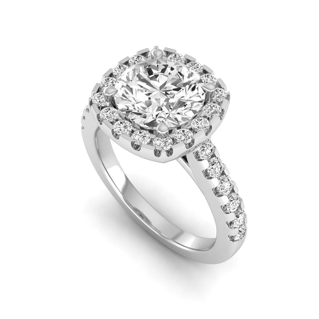 OctaPearl 2 ct Round Halo Prong Set Lab Grown Diamond Engagement Ring