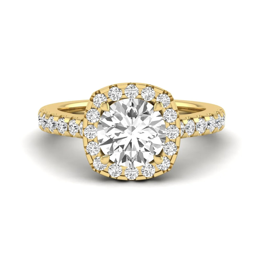 OctaPearl 2 ct Round Halo Prong Set Lab Grown Diamond Engagement Ring