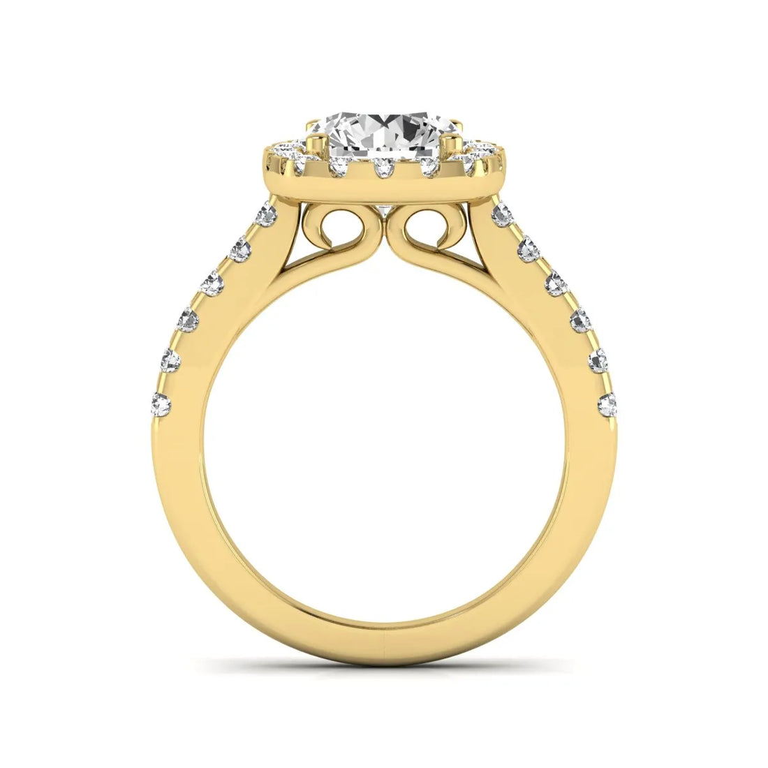 OctaPearl 2 ct Round Halo Prong Set Lab Grown Diamond Engagement Ring