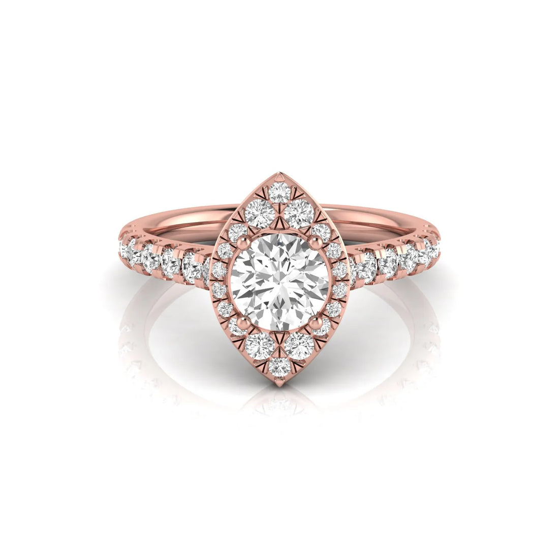 OctaPearl 1 ct Round Halo Side Stone Lab Grown Diamond Engagement Ring