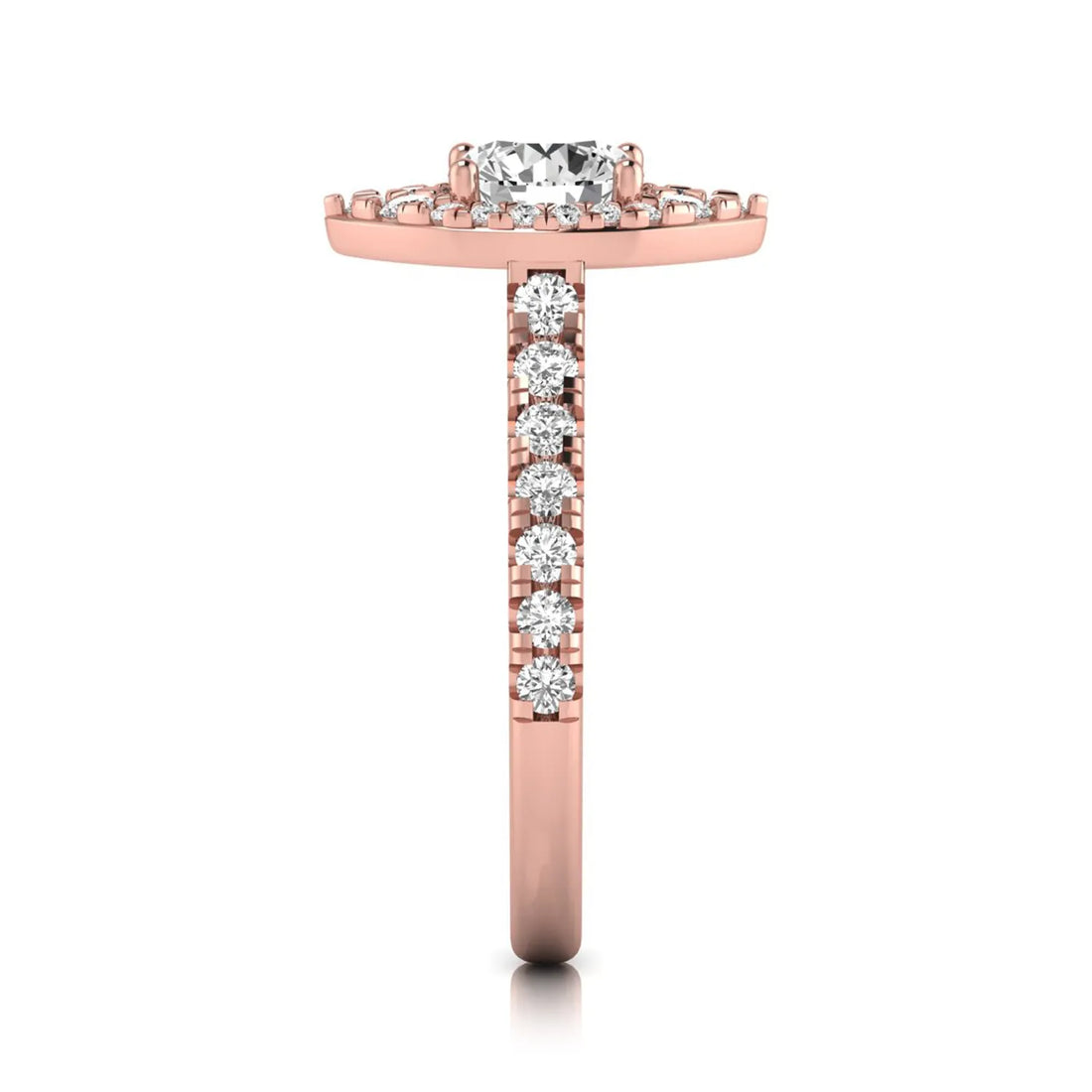 OctaPearl 1 ct Round Halo Side Stone Lab Grown Diamond Engagement Ring