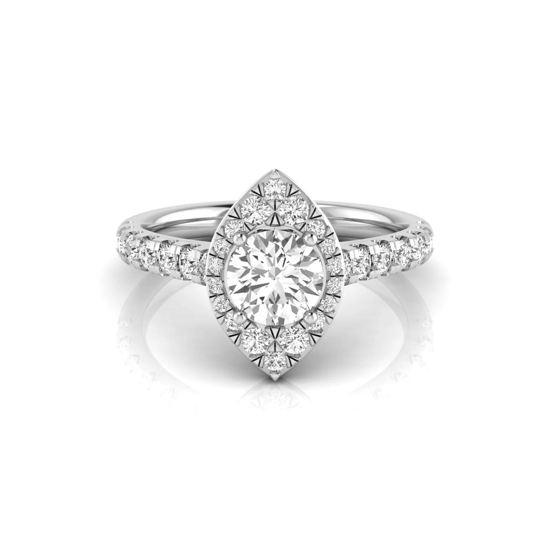OctaPearl 1 ct Round Halo Side Stone Lab Grown Diamond Engagement Ring