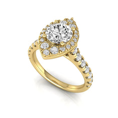 OctaPearl 1 ct Round Halo Side Stone Lab Grown Diamond Engagement Ring - alternate view