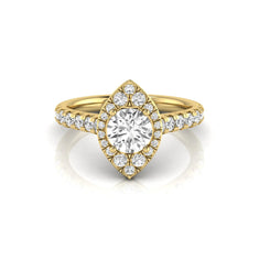OctaPearl 1 ct Round Halo Side Stone Lab Grown Diamond Engagement Ring