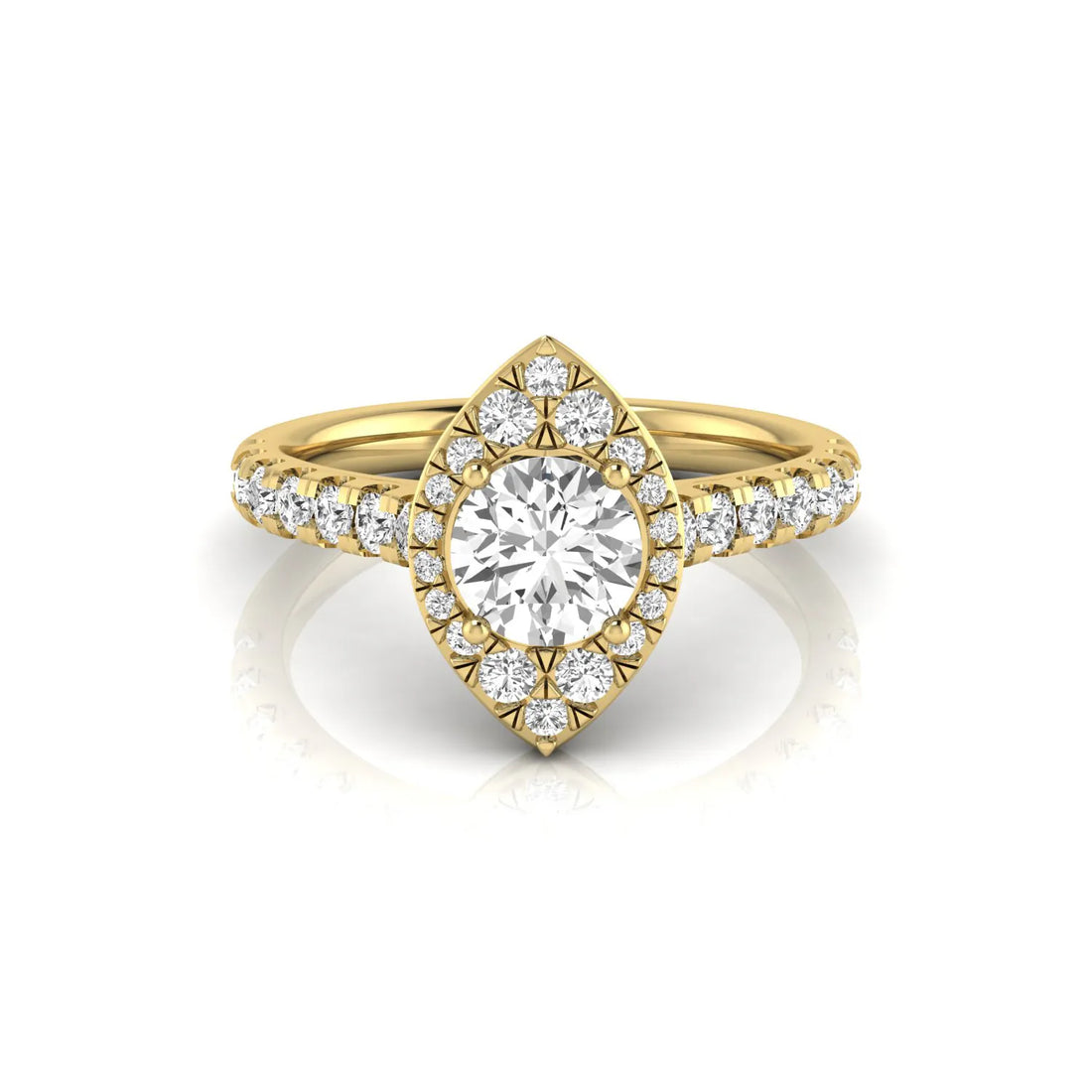 OctaPearl 1 ct Round Halo Side Stone Lab Grown Diamond Engagement Ring
