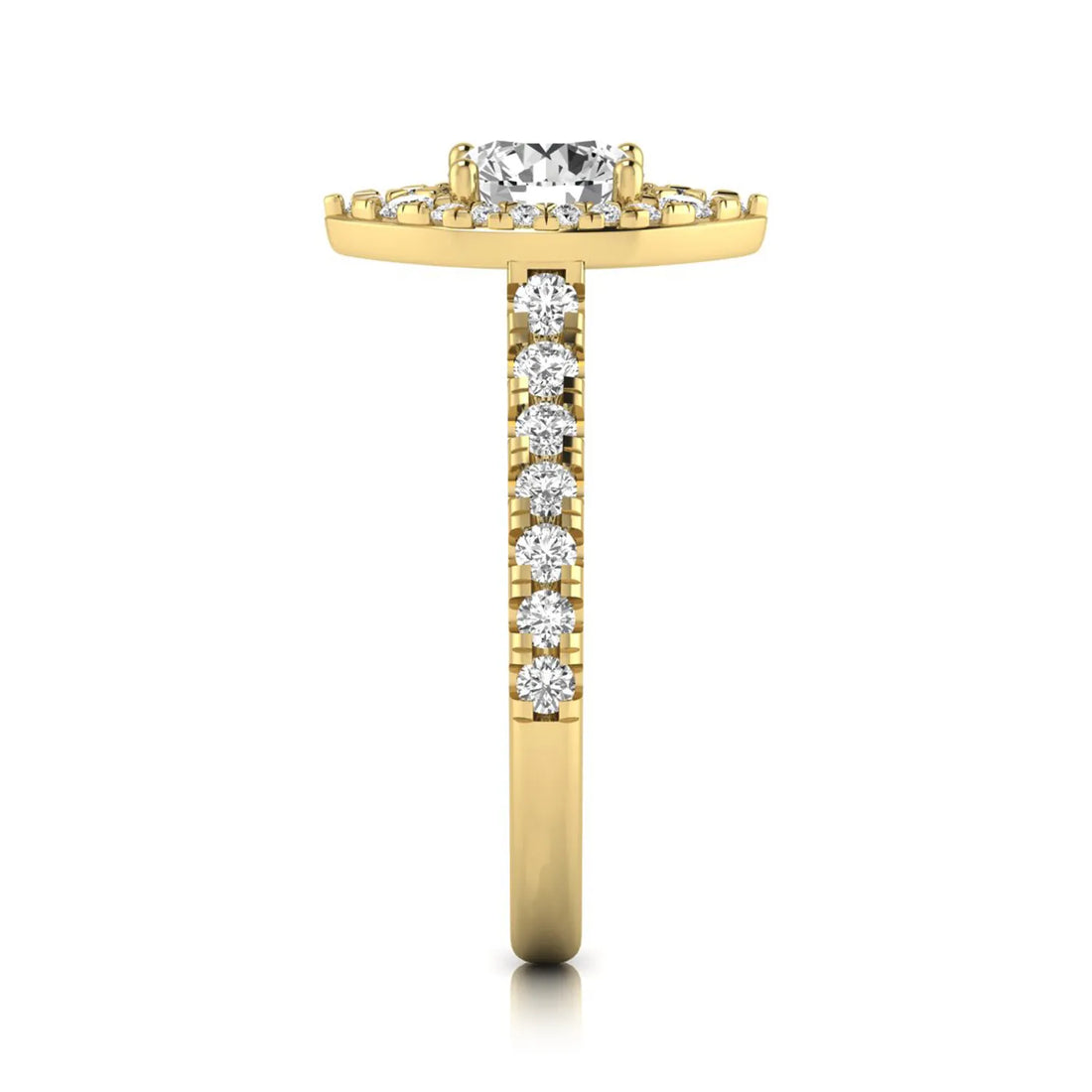 OctaPearl 1 ct Round Halo Side Stone Lab Grown Diamond Engagement Ring