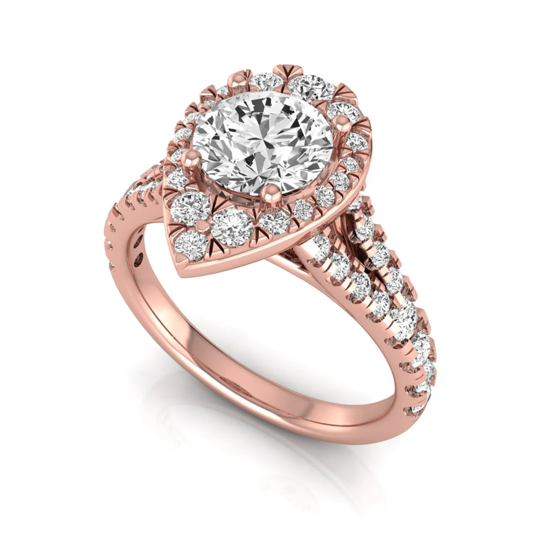 OctaPearl 1 ct Round Halo Split Shank Lab Grown Diamond Engagement Ring
