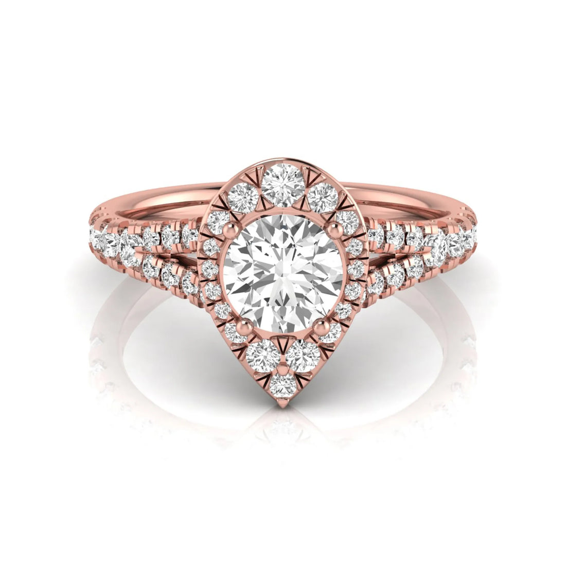OctaPearl 1 ct Round Halo Split Shank Lab Grown Diamond Engagement Ring