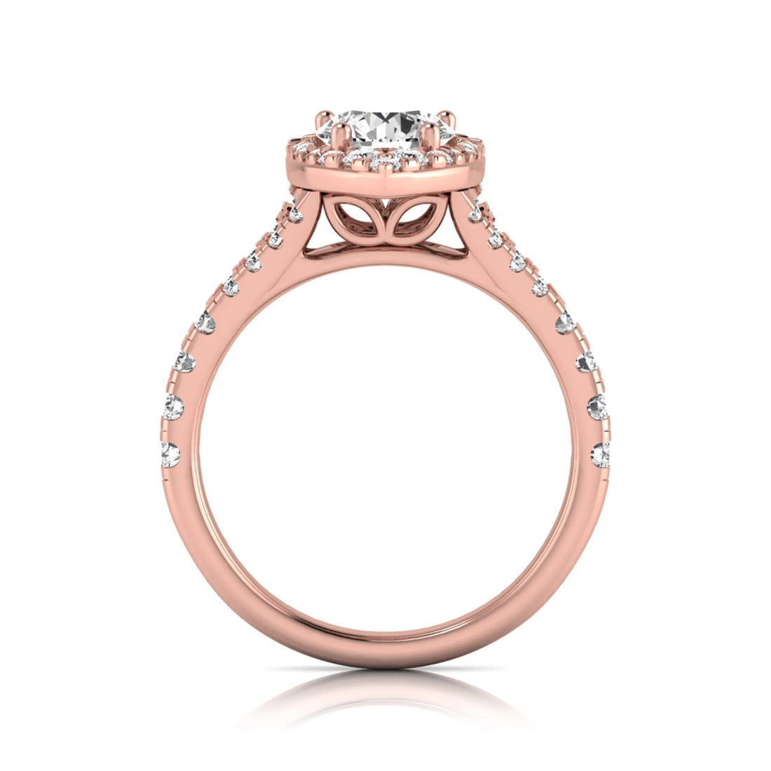 OctaPearl 1 ct Round Halo Split Shank Lab Grown Diamond Engagement Ring