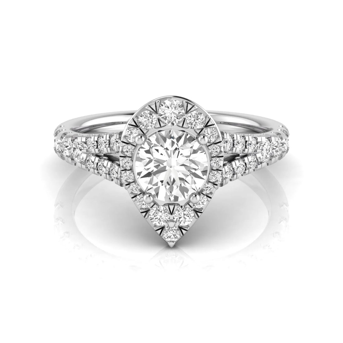 OctaPearl 1 ct Round Halo Split Shank Lab Grown Diamond Engagement Ring