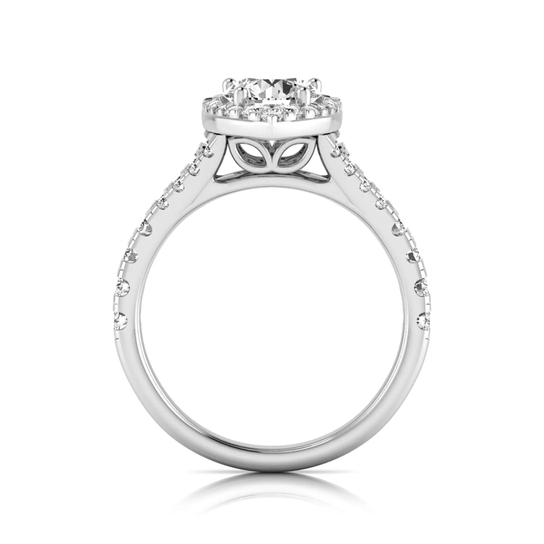 OctaPearl 1 ct Round Halo Split Shank Lab Grown Diamond Engagement Ring