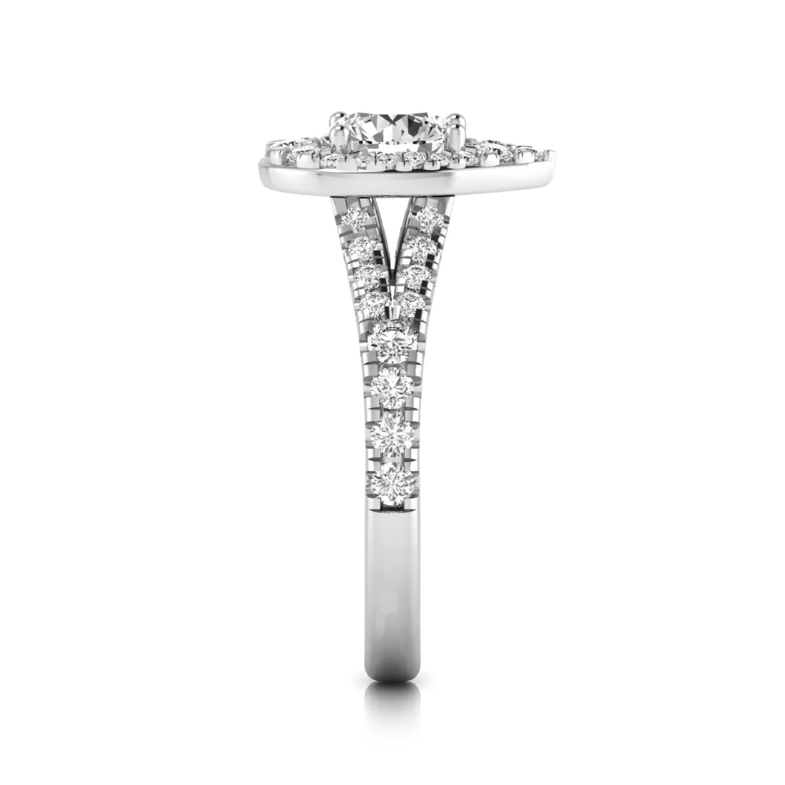 OctaPearl 1 ct Round Halo Split Shank Lab Grown Diamond Engagement Ring