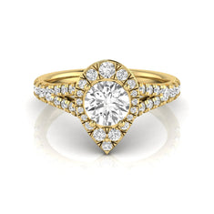 OctaPearl 1 ct Round Halo Split Shank Lab Grown Diamond Engagement Ring