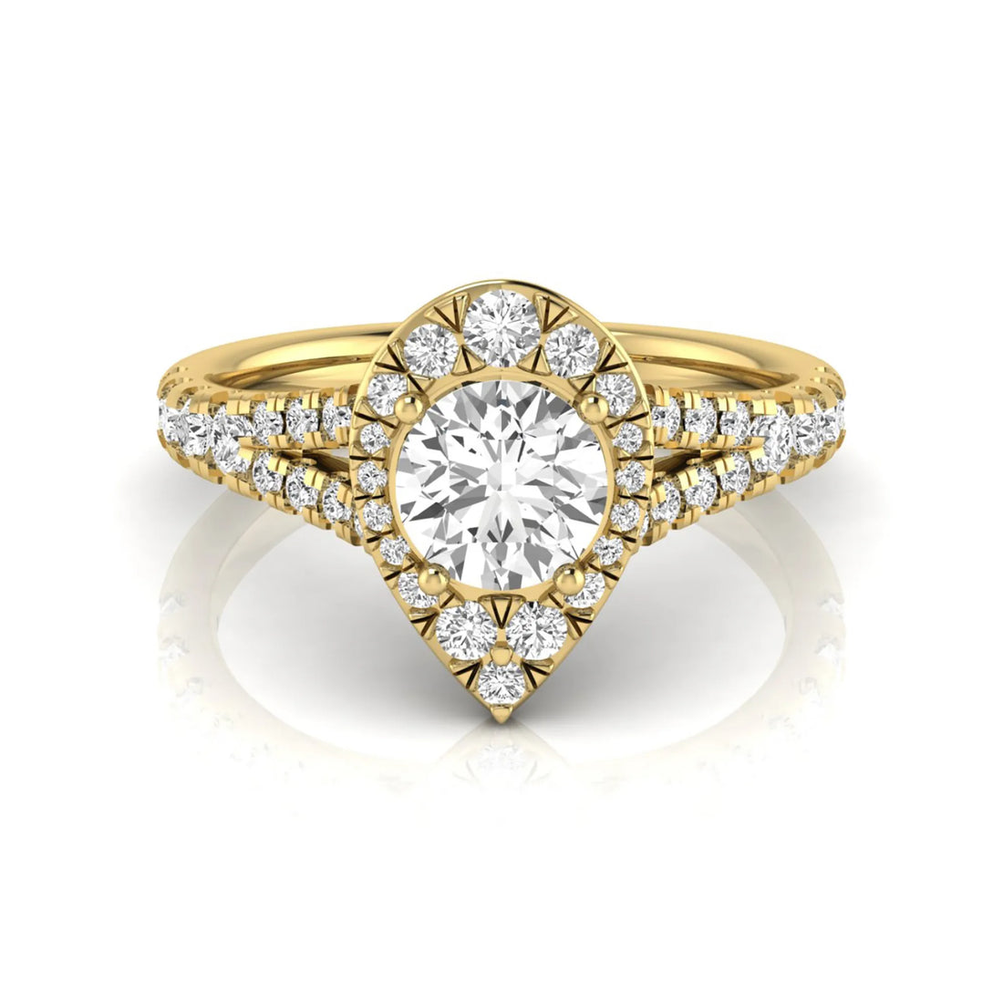 OctaPearl 1 ct Round Halo Split Shank Lab Grown Diamond Engagement Ring