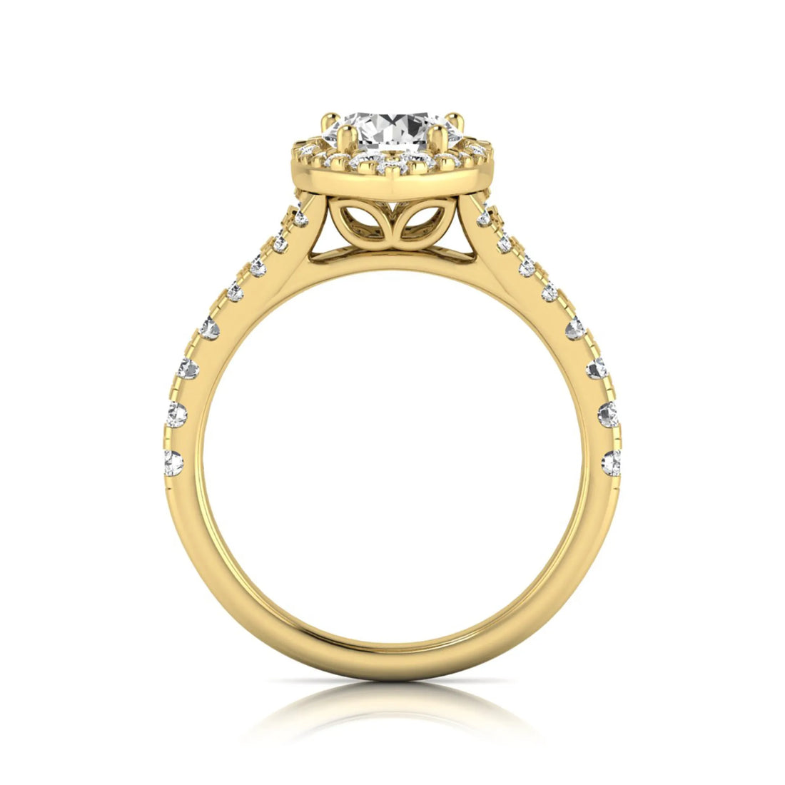 OctaPearl 1 ct Round Halo Split Shank Lab Grown Diamond Engagement Ring