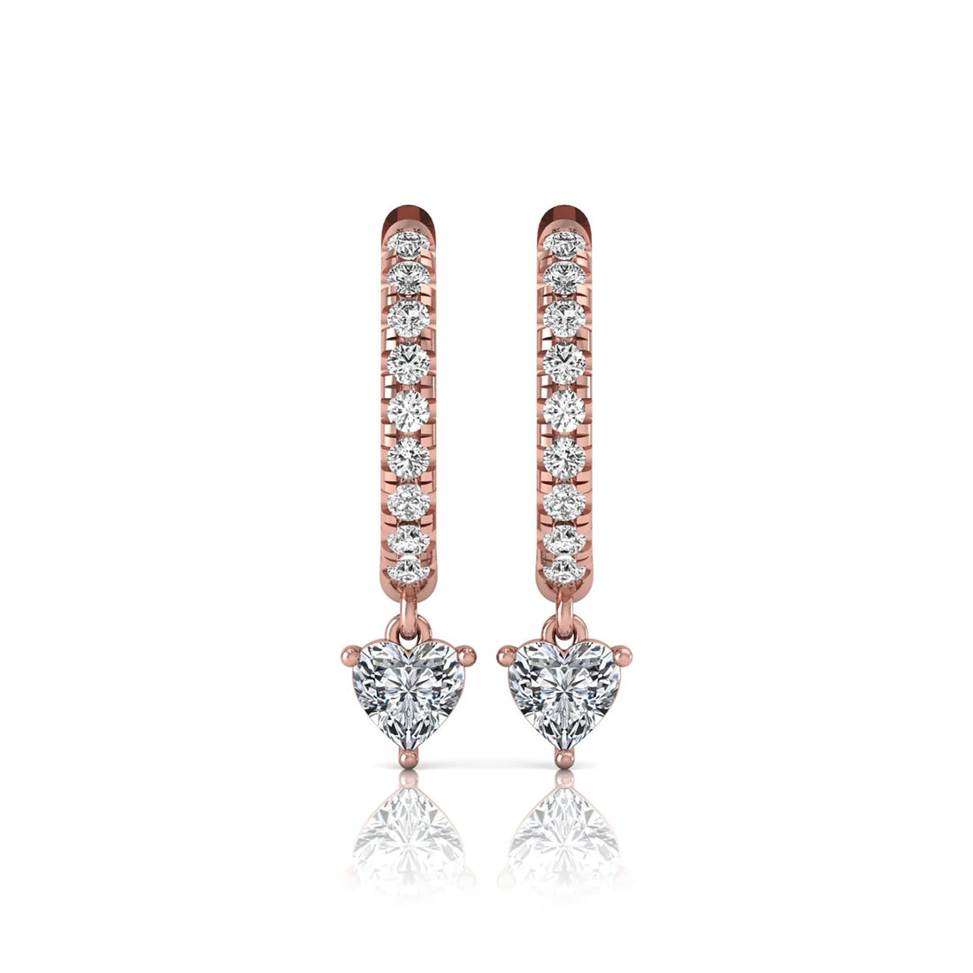 OctaPearl Round & Heart Drop Lab Grown Diamond Huggie Hoop Earrings