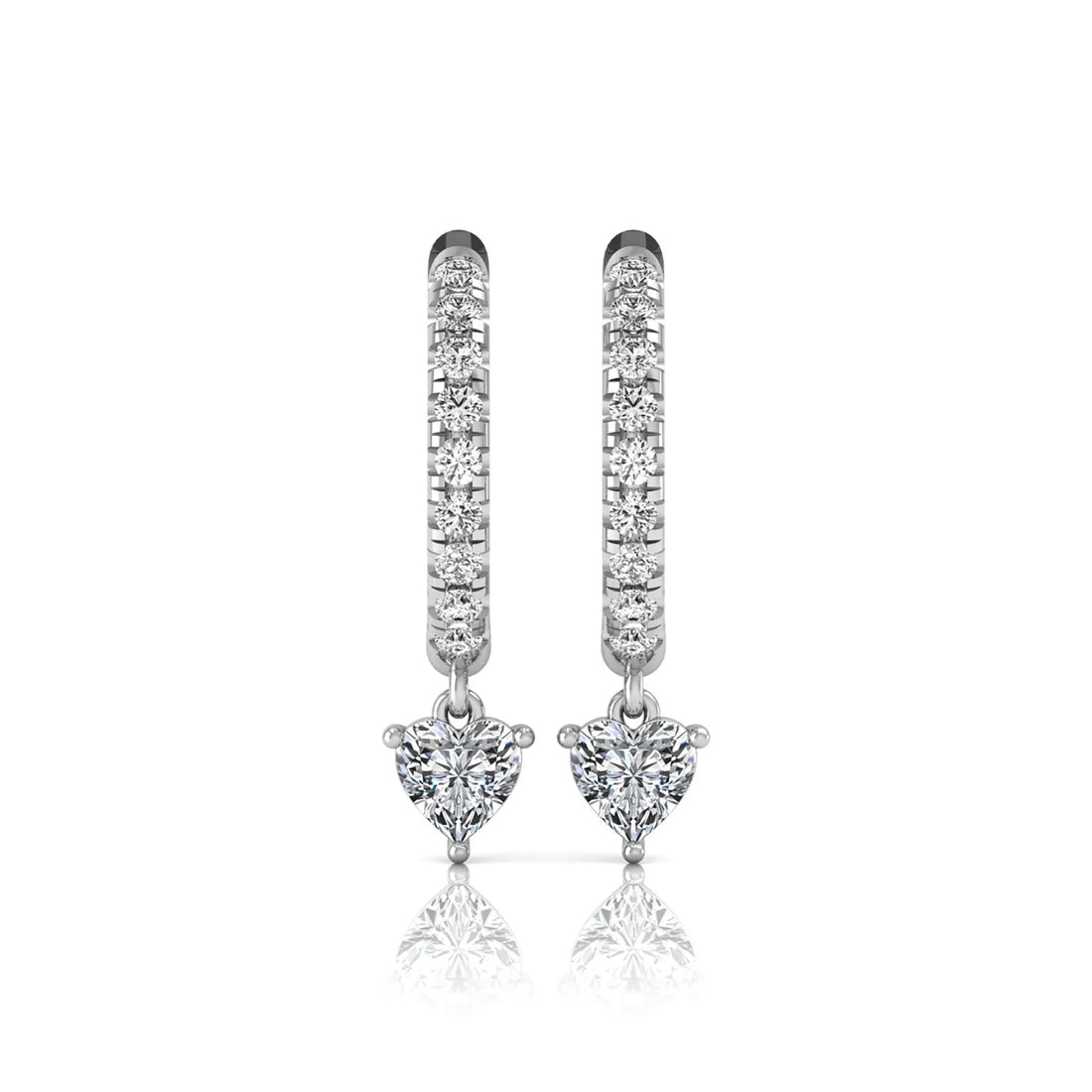OctaPearl Round & Heart Drop Lab Grown Diamond Huggie Hoop Earrings