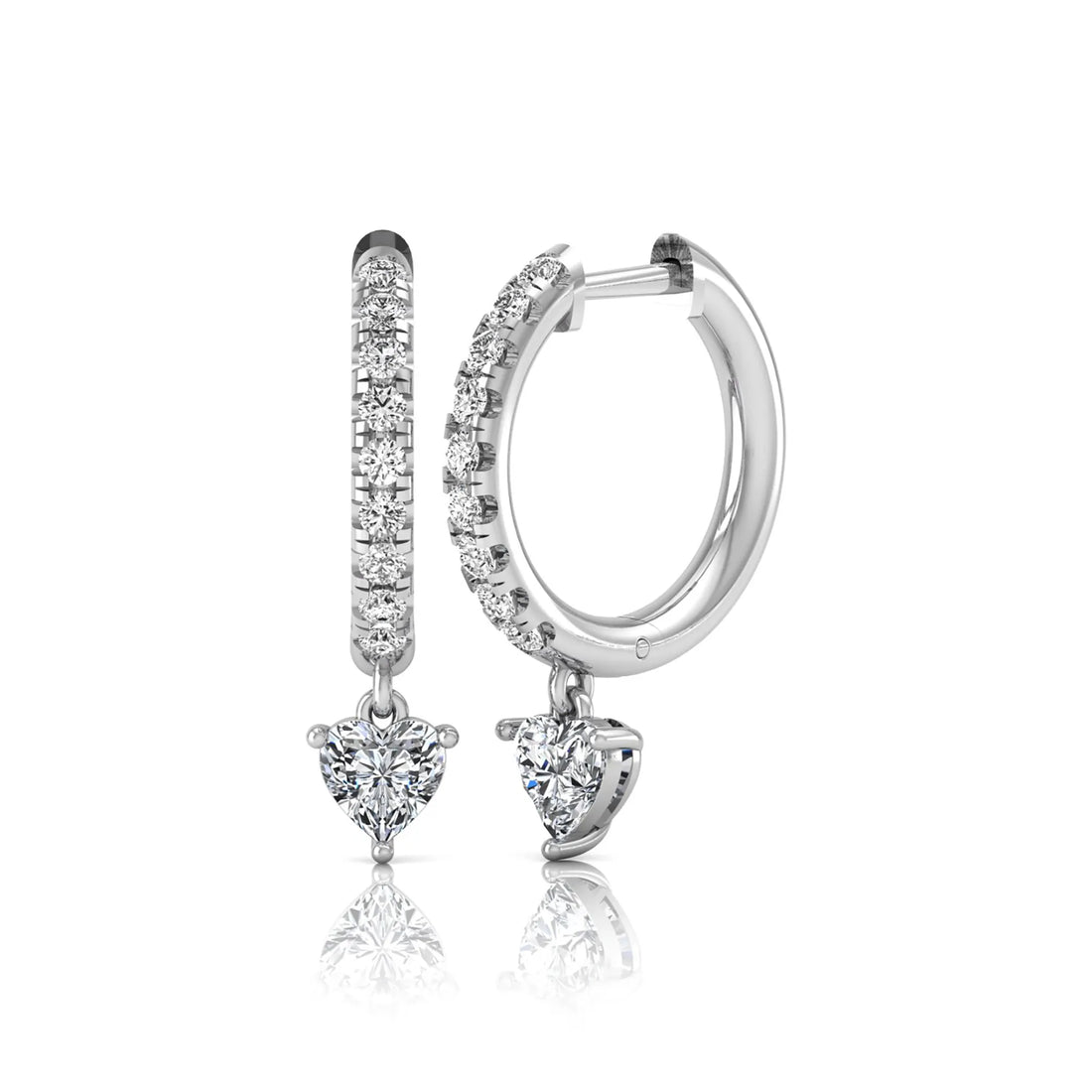OctaPearl Round & Heart Drop Lab Grown Diamond Huggie Hoop Earrings