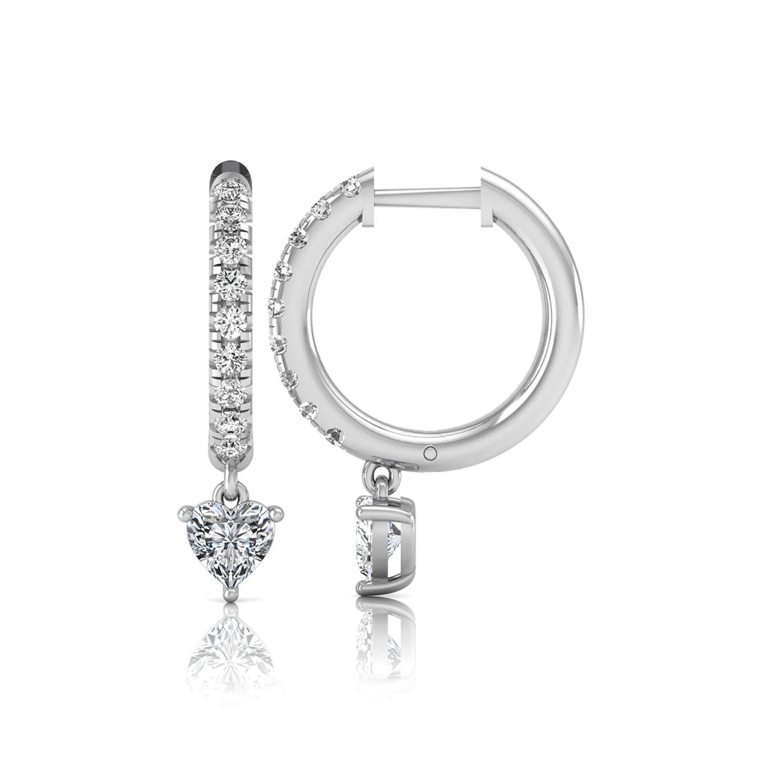OctaPearl Round & Heart Drop Lab Grown Diamond Huggie Hoop Earrings