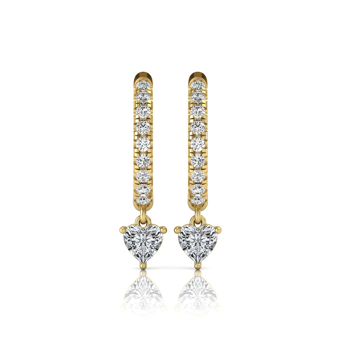 OctaPearl Round & Heart Drop Lab Grown Diamond Huggie Hoop Earrings
