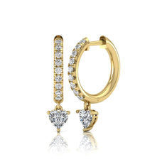 OctaPearl Round & Heart Drop Lab Grown Diamond Huggie Hoop Earrings