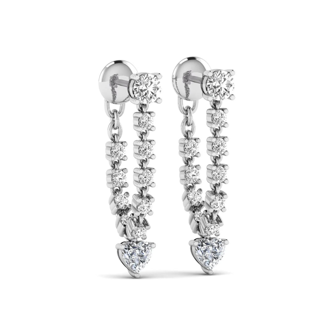 OctaPearl Round & Heart Prong Set Lab Grown Diamond Drop Earrings